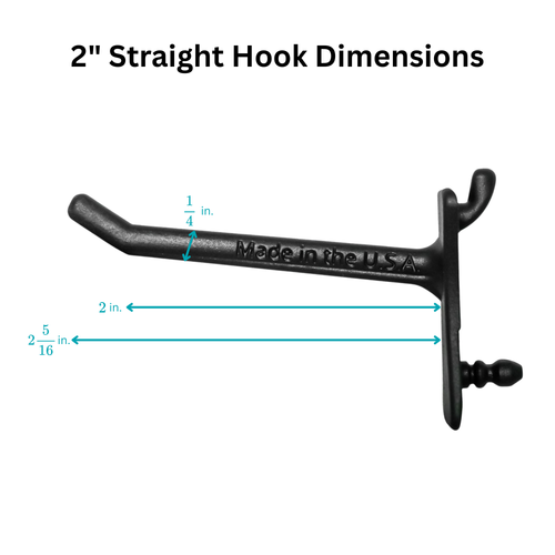 2" Straight Hooks for Metal Pegboard (Pack of 24)